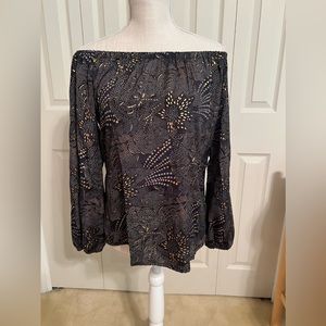 Paani Blouse Black & Gold Foil 3/4 sleeve NWT